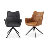 Carson Round Oak Veneer Dining Table with 4 Arundel Chairs - Pendle Village Furniture